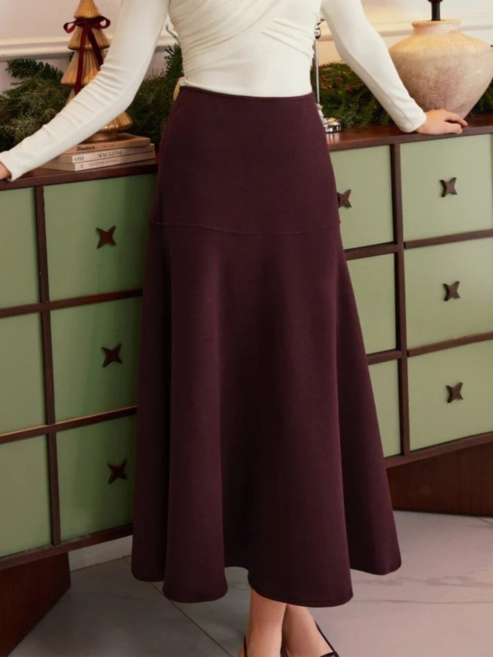 OGL FuzzLuxe Flared Maxi Skirt - Ruby